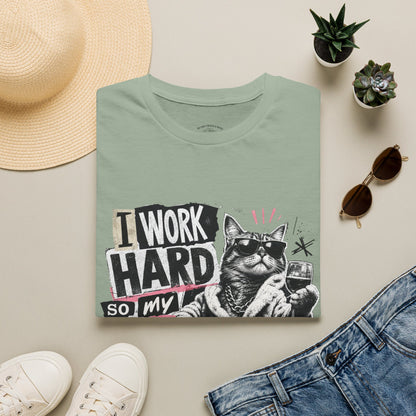 Cat Graphic T-Shirt — "I Work Hard So My Cat Can Live the Lifestyle I Deserve"