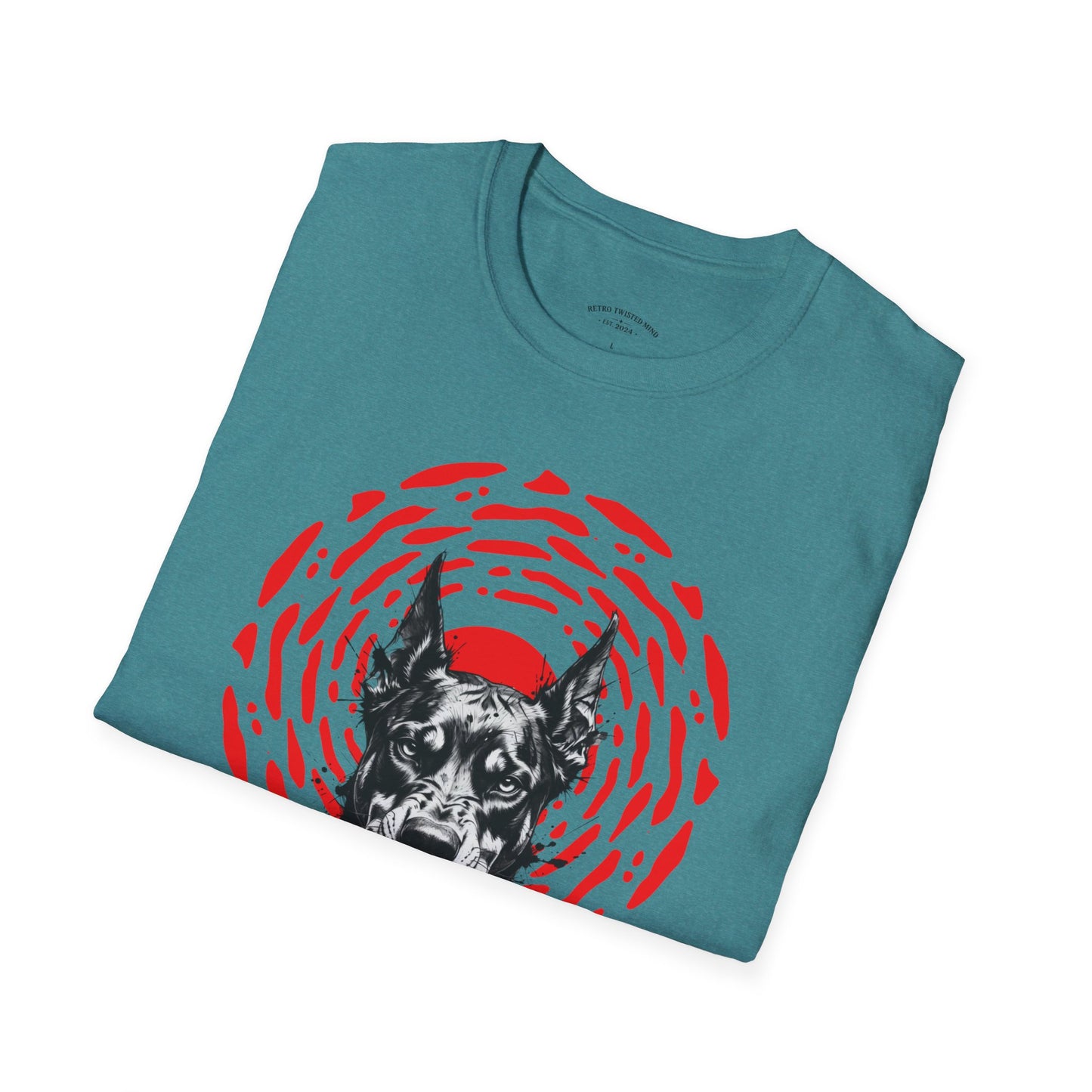 Doberman Graphic T-Shirt — Red Halo 'Bandit' Design