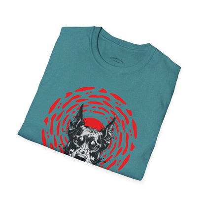 Doberman Graphic T-Shirt — Red Halo 'Bandit' Design