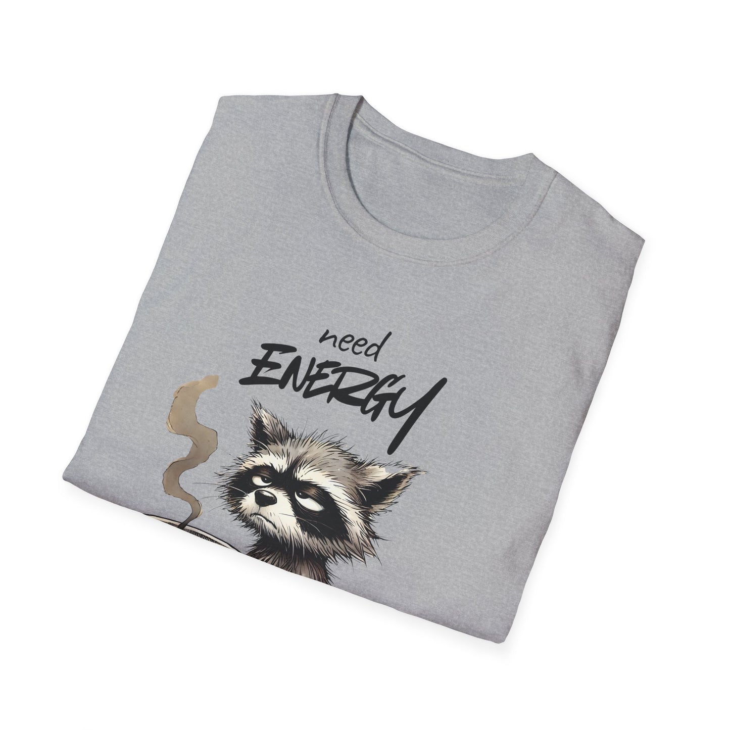 Need Energy Raccoon T-Shirt — Cute Coffee Graphic Tee