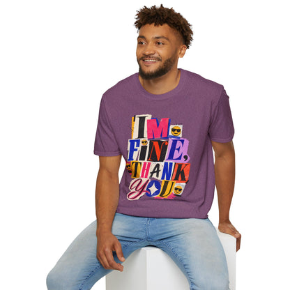 T-Shirt — "I'M FINE, THANK YOU" Retro Collage Graphic Tee
