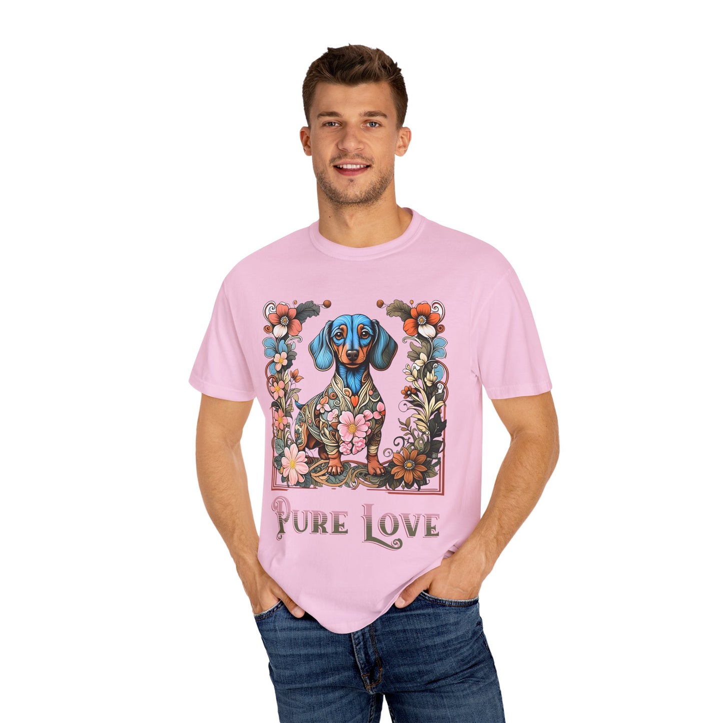 Pure Love Dachshund T-Shirt - Unisex Garment-Dyed Tee