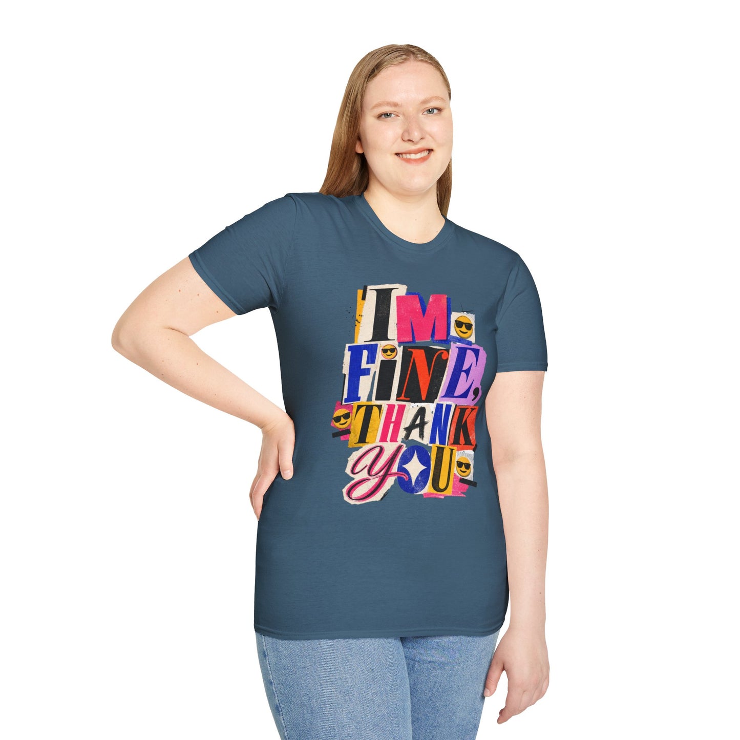 T-Shirt — "I'M FINE, THANK YOU" Retro Collage Graphic Tee