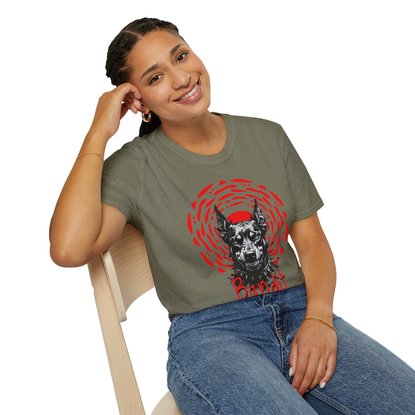 Doberman Graphic T-Shirt — Red Halo 'Bandit' Design