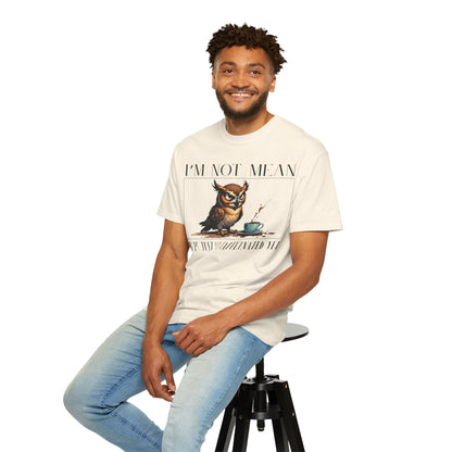 I'm Not Mean Owl T-Shirt — Funny Coffee Owl Tee for Coffee Lovers