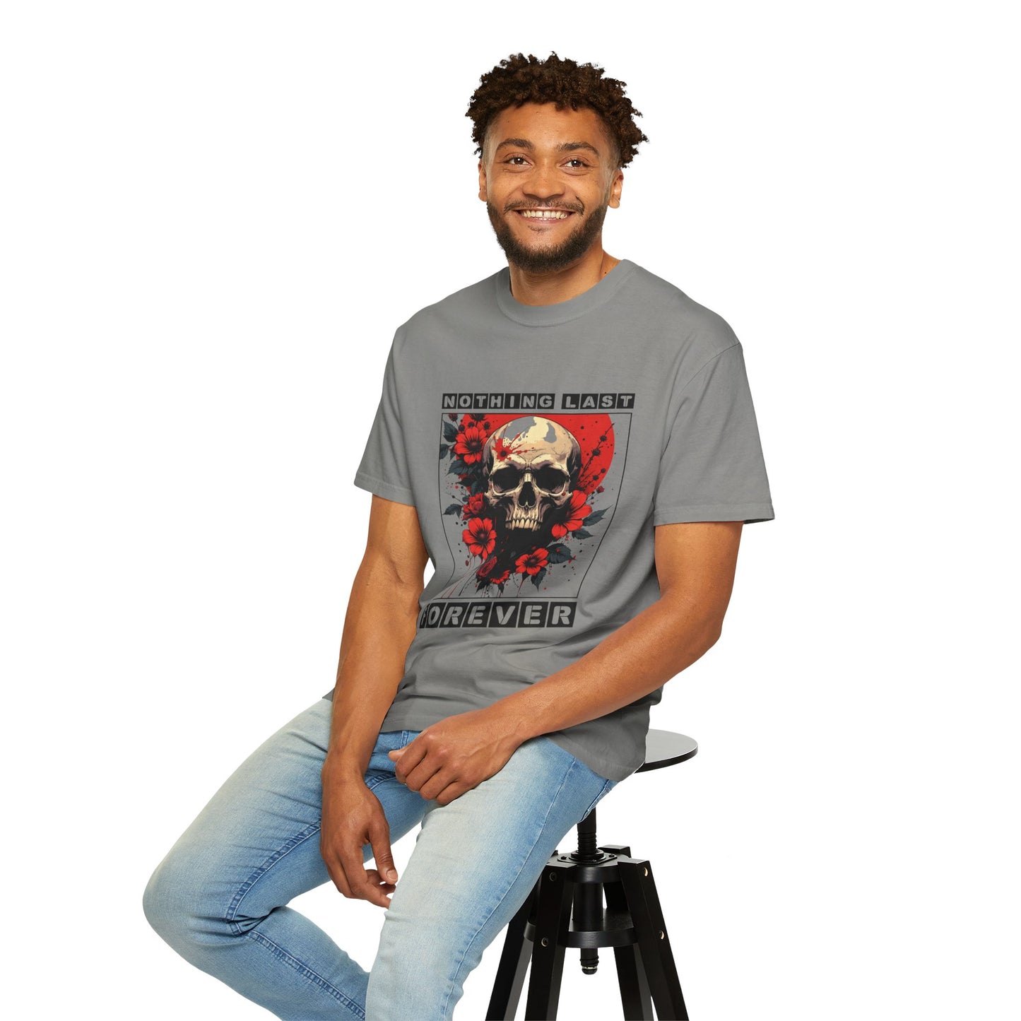Edgy Skull Graphic T-Shirt - Unique Casual Wear, Unisex Streetwear, Gift for Music Lovers, Halloween Costume, Forever Quote Tee