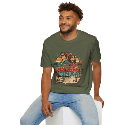 Vintage Human T-Shirt — Retro 70s Duo Graphic Tee