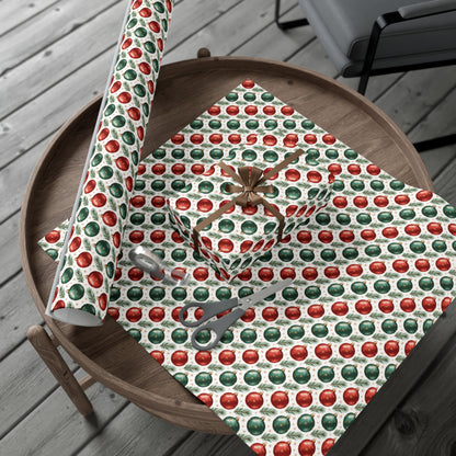 Christmas Ornament Gift Wrap Paper - Red & Green Bauble Wrapping Paper