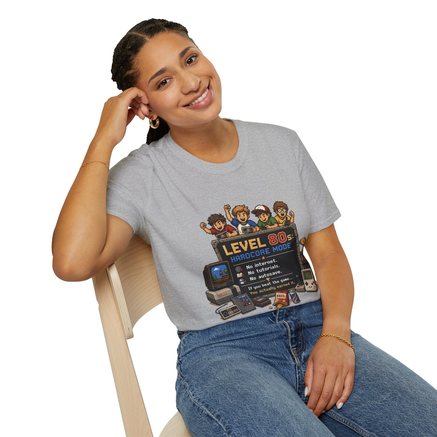 80s Level Up T-Shirt — 'Level 80s: Hardcore Mode' Retro Gaming Tee