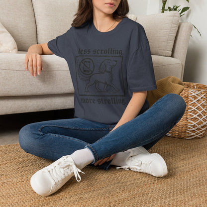 T-Shirt — "Less Scrolling, More Strolling" Dog Graphic Tee