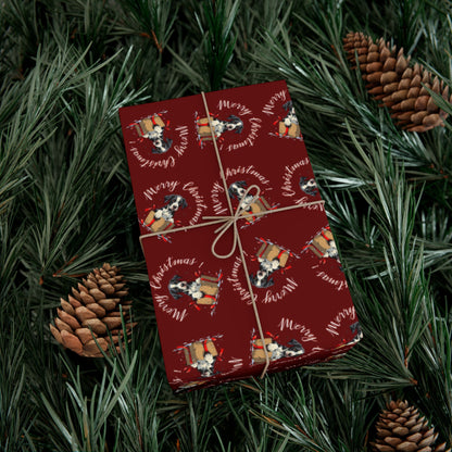 Christmas Dog Pattern Gift Wrap Paper — Festive Red Wrapping Sheets
