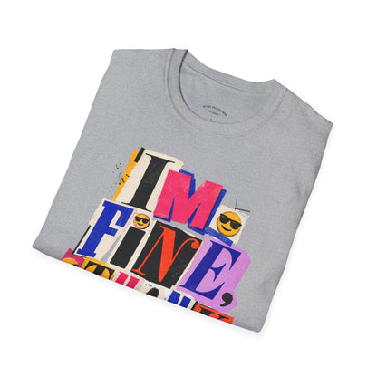 T-Shirt — "I'M FINE, THANK YOU" Retro Collage Graphic Tee