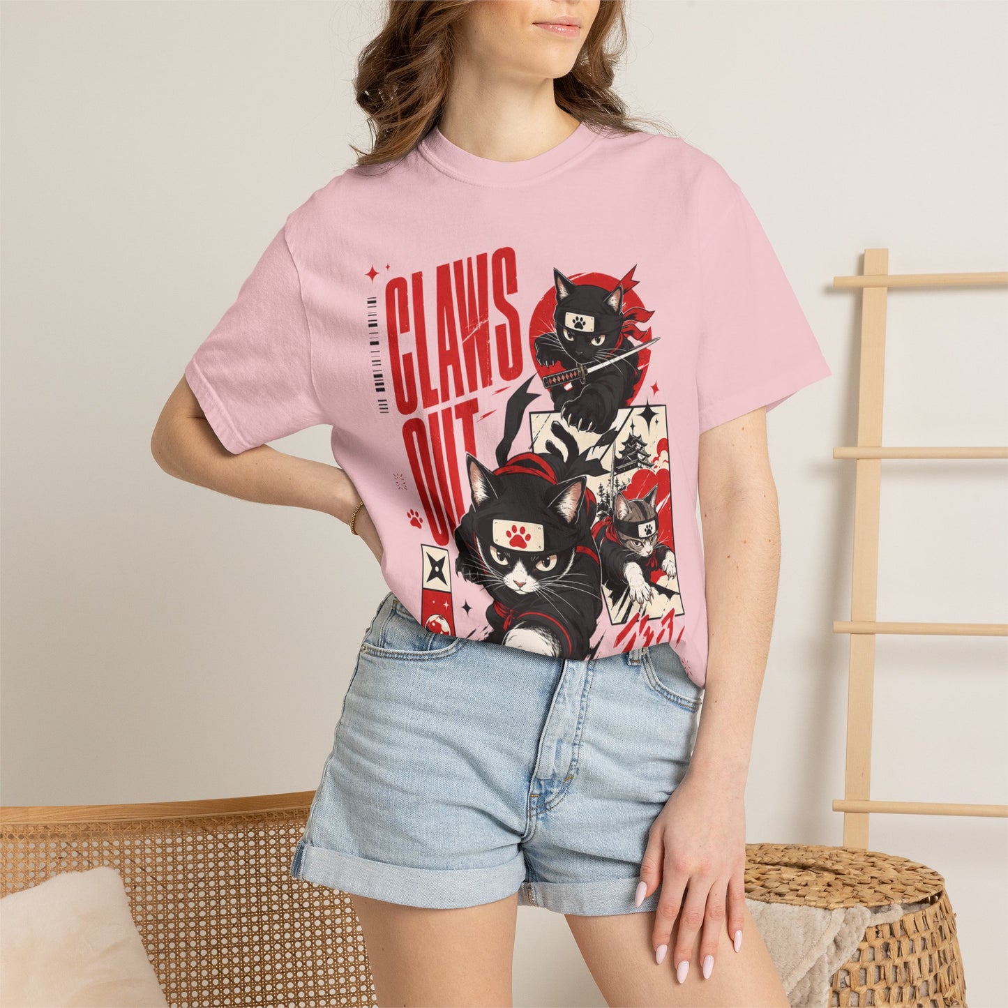 Claws Out Cat Graphic T-Shirt — Retro Ninja Kitties Tee