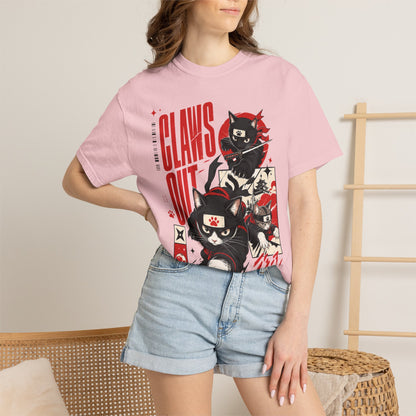 Claws Out Cat Graphic T-Shirt — Retro Ninja Kitties Tee
