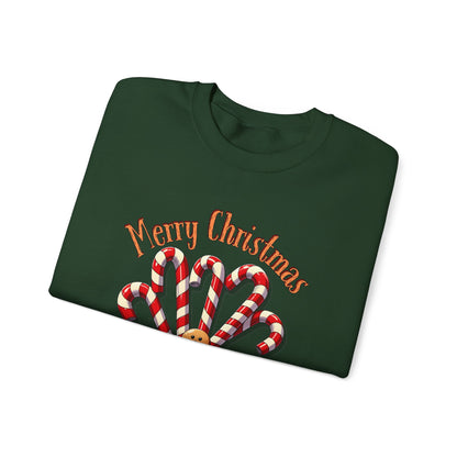 Christmas Candy Canes Crewneck Sweatshirt — "Merry Christmas" Gingerbread Holiday Sweater