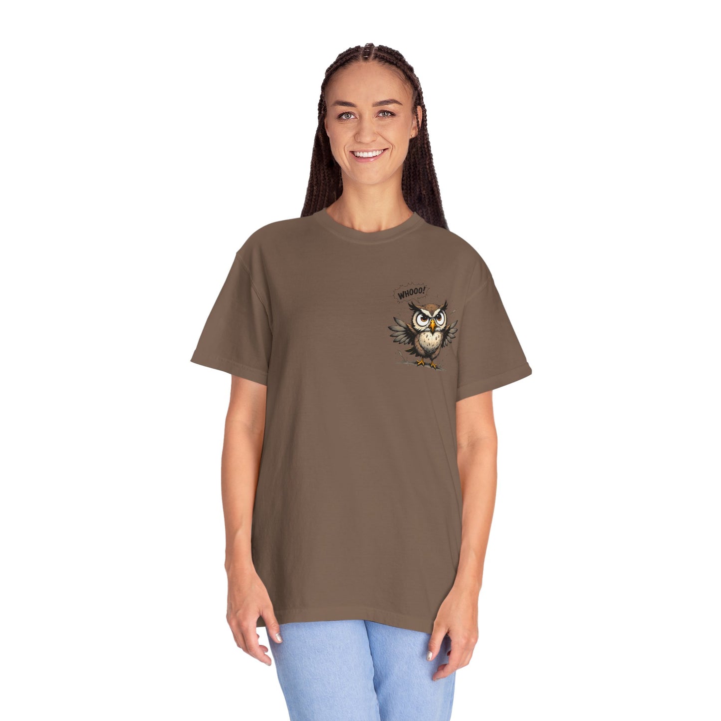 Witty Owl Graphic Tee — "Whooo?" Cute Cartoon Owl T-Shirt