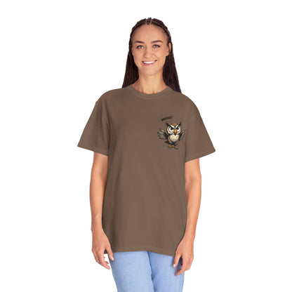 Witty Owl Graphic Tee — "Whooo?" Cute Cartoon Owl T-Shirt
