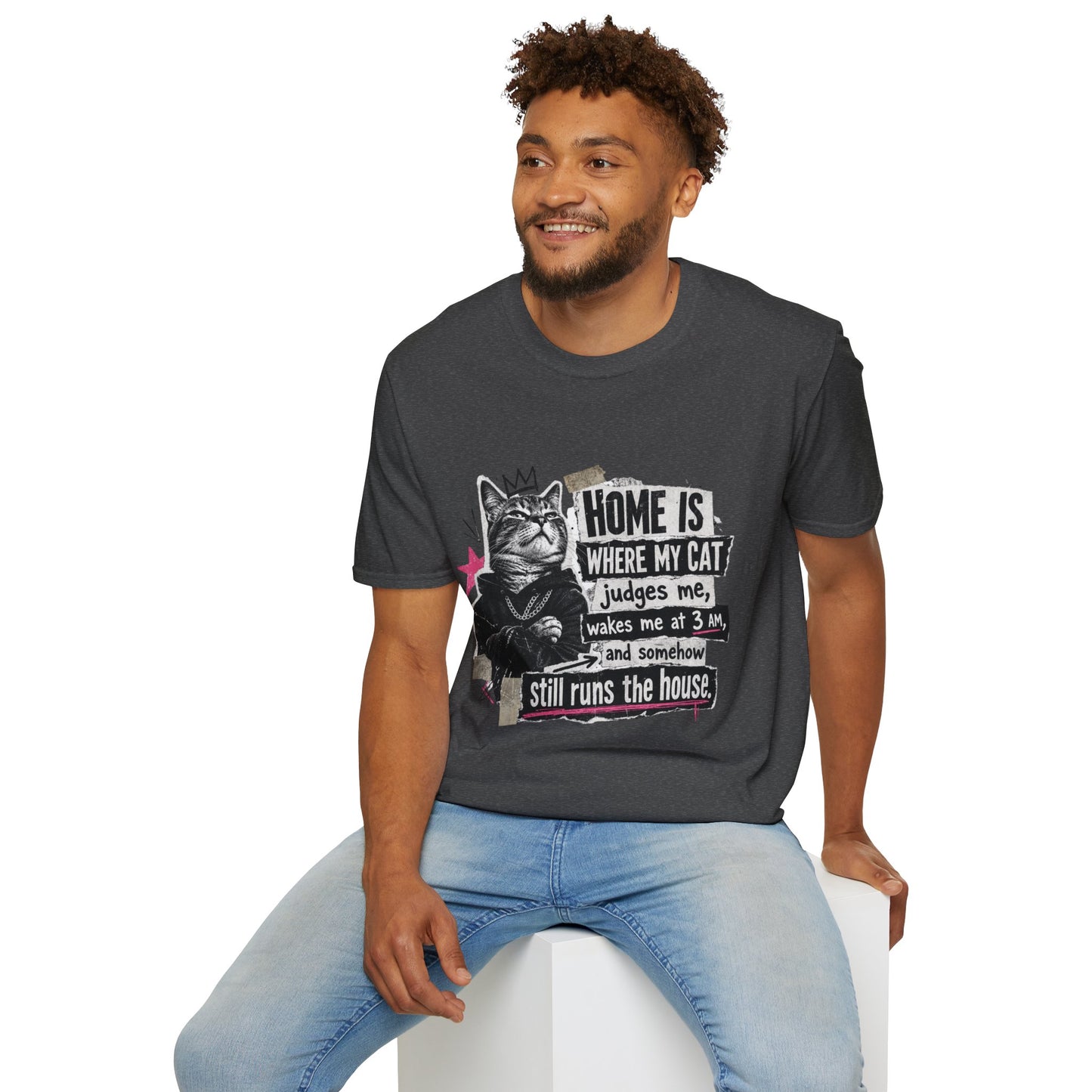 Cat T-Shirt — "Home Is Where My Cat Judges Me" Funny Graphic Tee