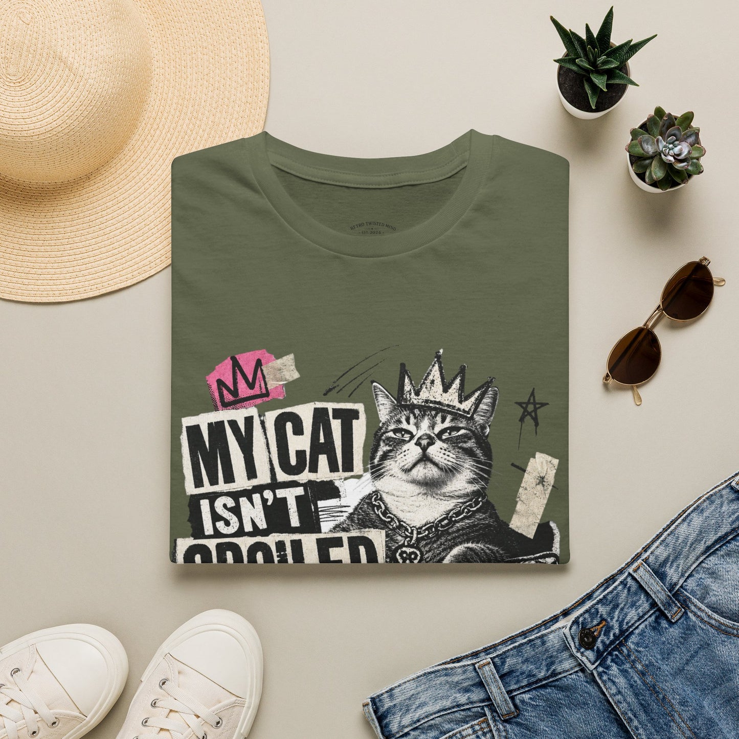 Cat T-Shirt — “My Cat Isn’t Spoiled, I’m Just Properly Trained” Graphic Tee