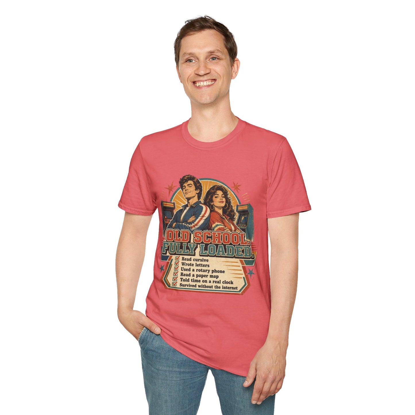 T-Shirt — Retro 'Old School' Arcade Couple Vintage Gamer Tee