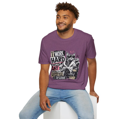 Cat Graphic T-Shirt — "I Work Hard So My Cat Can Live the Lifestyle I Deserve"