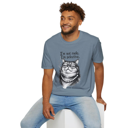 Cat Graphic T‑Shirt — "I'm Not Rude, I'm Selective" Funny Cat Tee