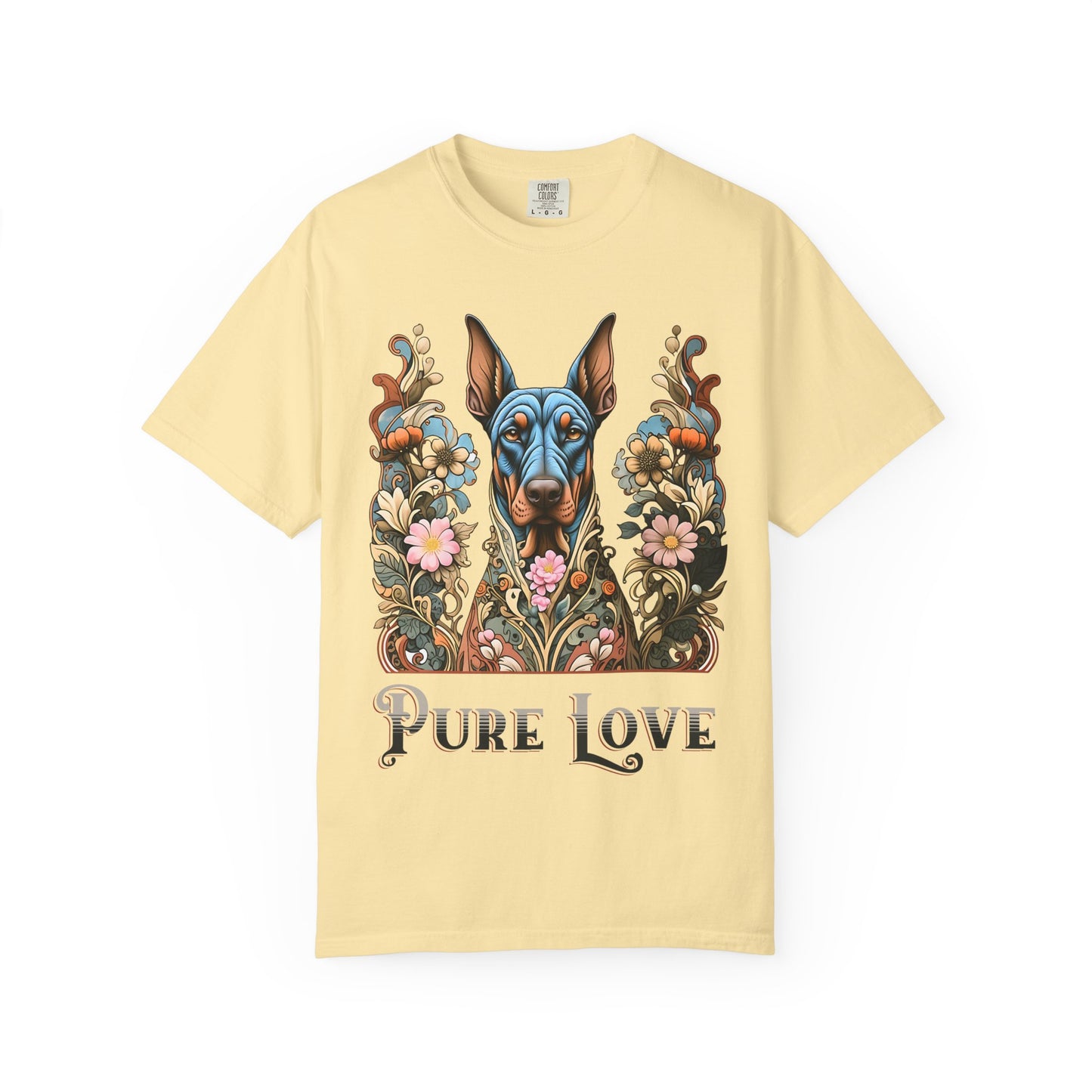 Pure Love Dog Art Unisex T-Shirt - Vibrant Floral Design