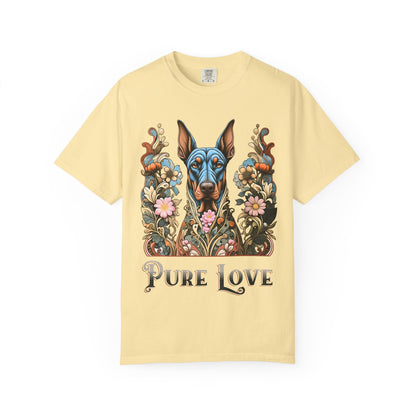 Pure Love Dog Art Unisex T-Shirt - Vibrant Floral Design