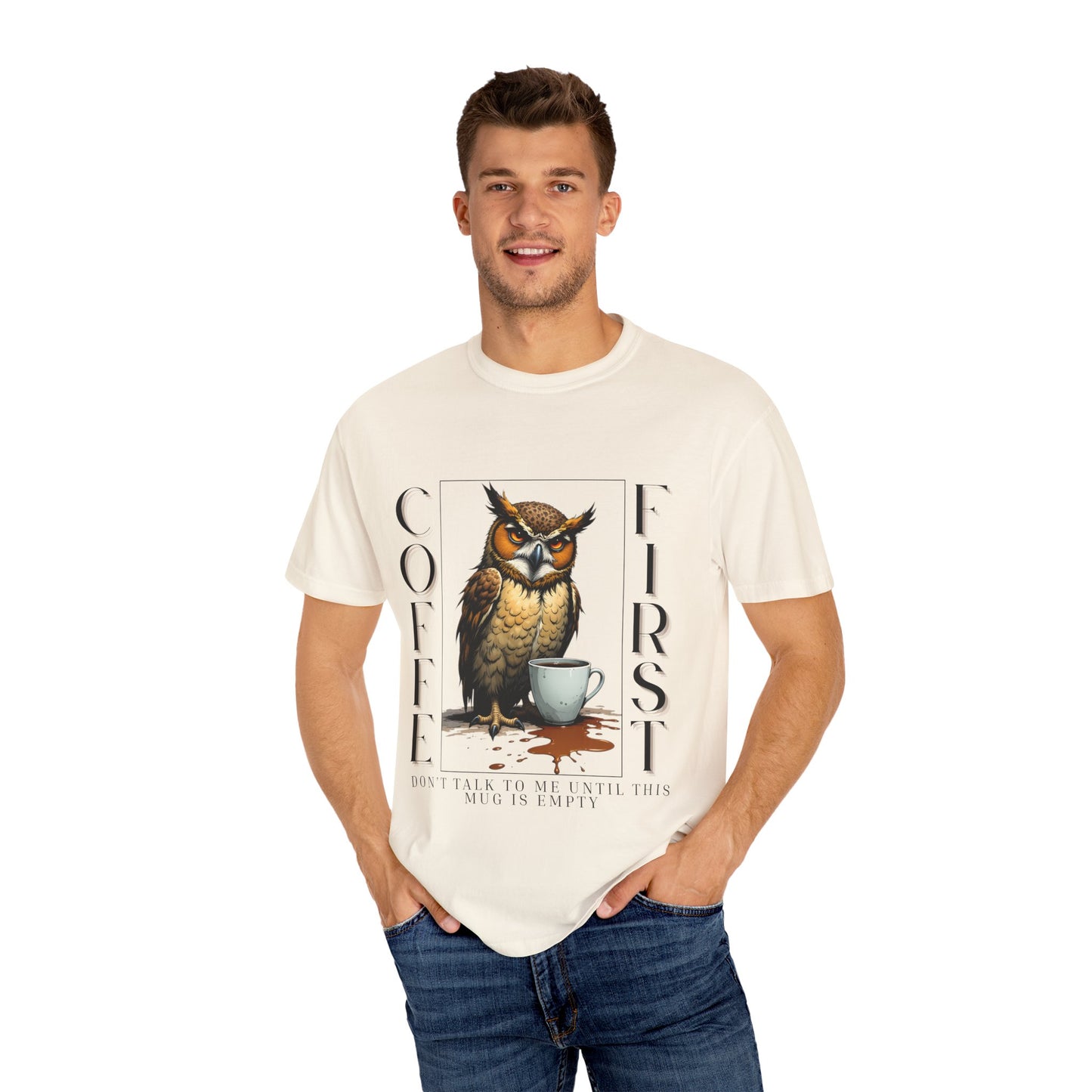 Coffee First Owl Graphic T-Shirt
