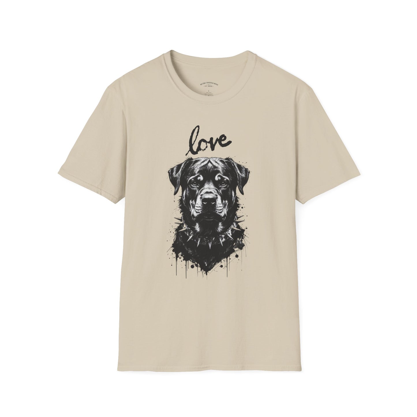 Love Rottweiler T-Shirt — Vintage Black Dog Portrait Tee for Dog Lovers