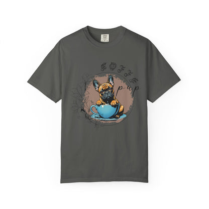 Cute French Bulldog Coffee T-Shirt - Unisex Garment-Dyed Tee