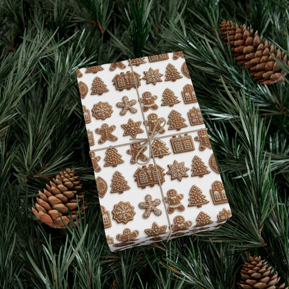 Gingerbread Pattern Gift Wrap Paper — Holiday Wrapping Sheets (Christmas Cookie Design)