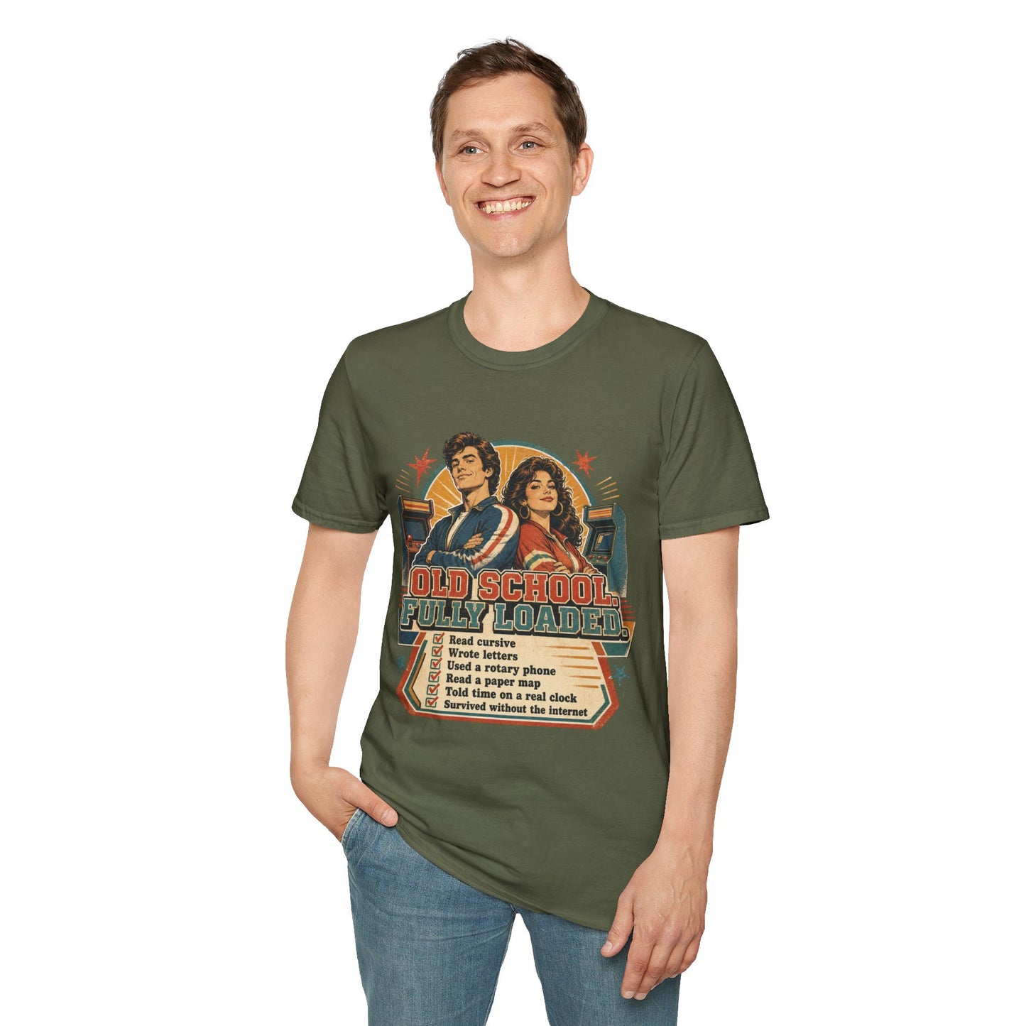 T-Shirt — Retro 'Old School' Arcade Couple Vintage Gamer Tee