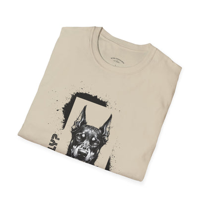 Doberman Portrait T‑Shirt — Bold Black Ink Dog Graphic