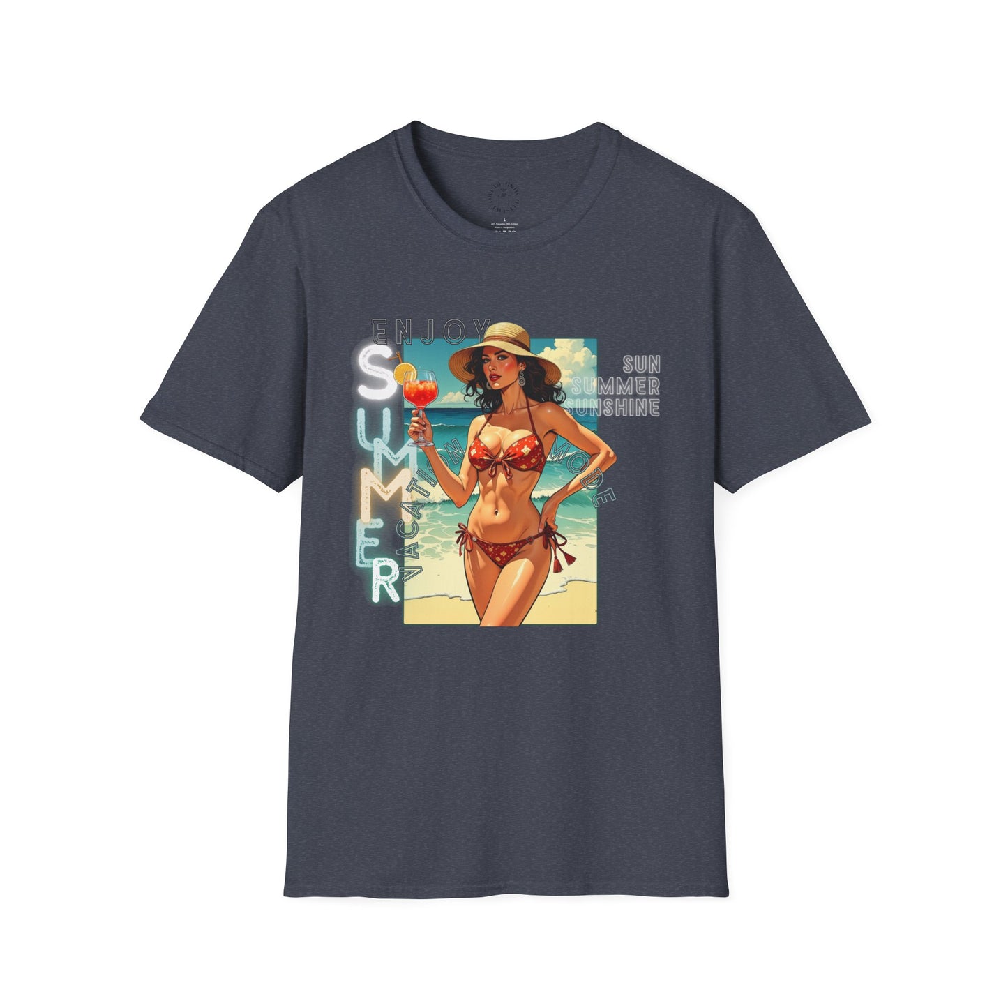 Enjoy Summer Vintage T-Shirt - Unisex Softstyle Tee for Beach Lovers
