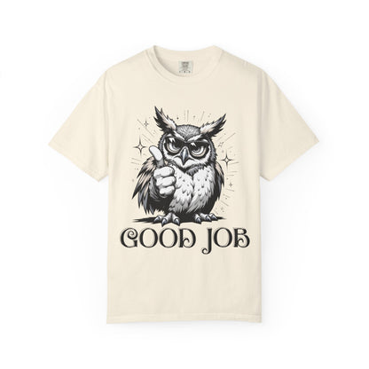 Good Job Owl T-Shirt — Thumbs-Up Retro Owl Graphic Tee