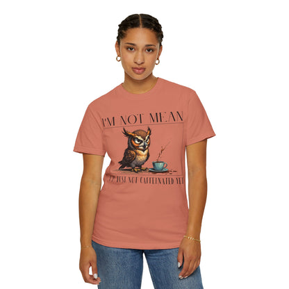 I'm Not Mean Owl T-Shirt — Funny Coffee Owl Tee for Coffee Lovers