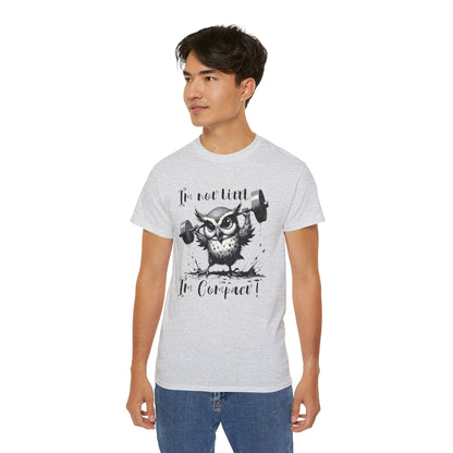 Compact Owl Weightlifting T‑Shirt — "I’m not tiny, I’m Compact!"