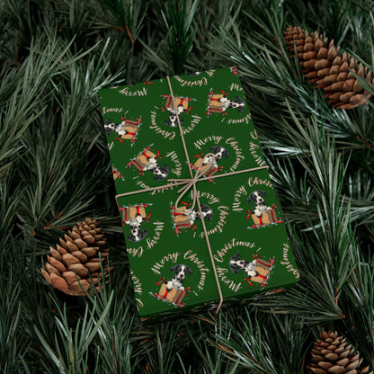Christmas Dog Wreath Gift Wrap Paper