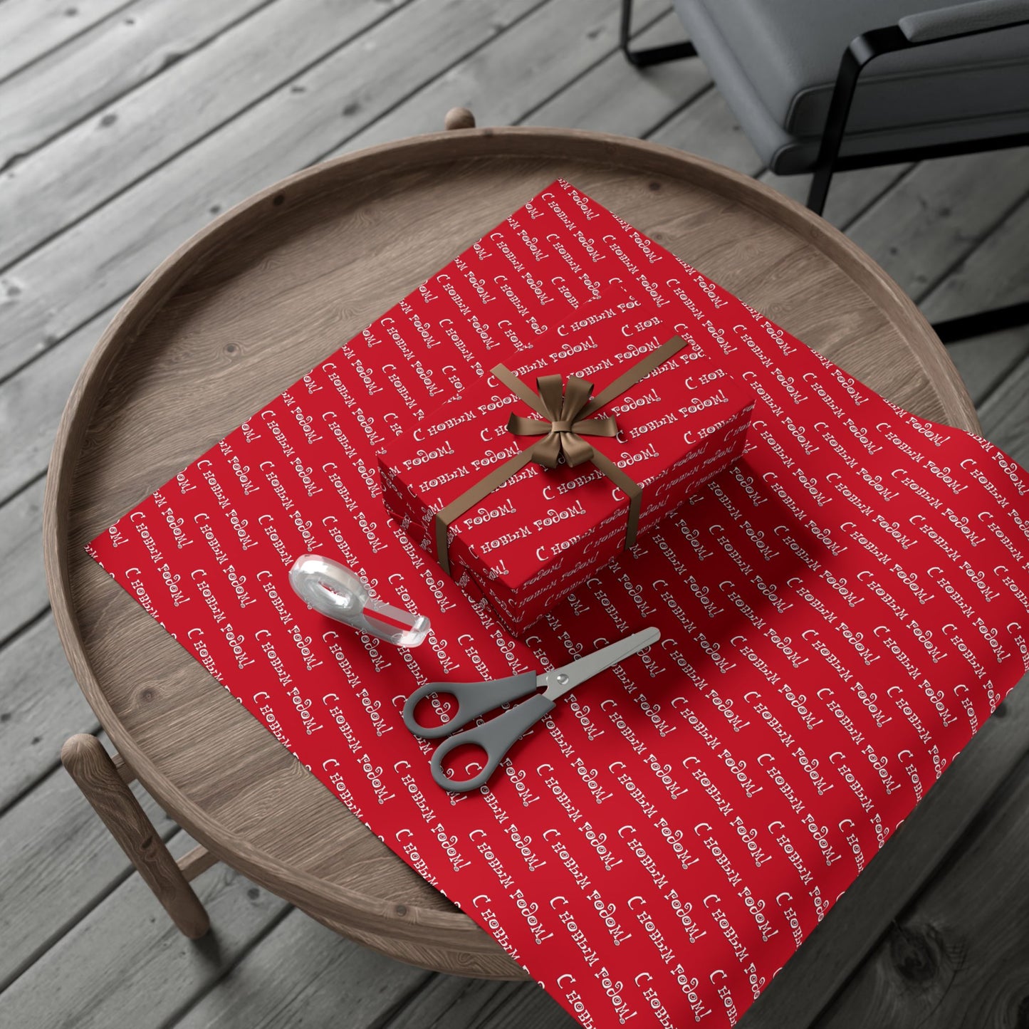 Wrapping Paper — Red Russian "С Новым Годом!" Holiday Gift Wrap