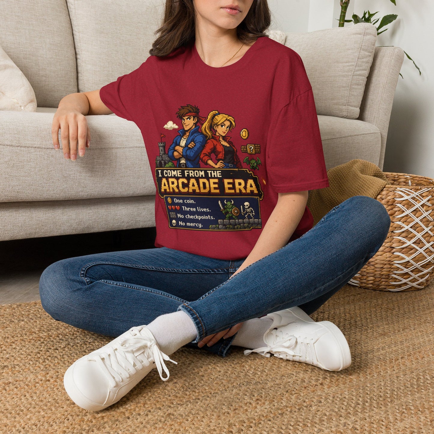 Retro Arcade Era T-Shirt — Pixel RPG Game Tribute