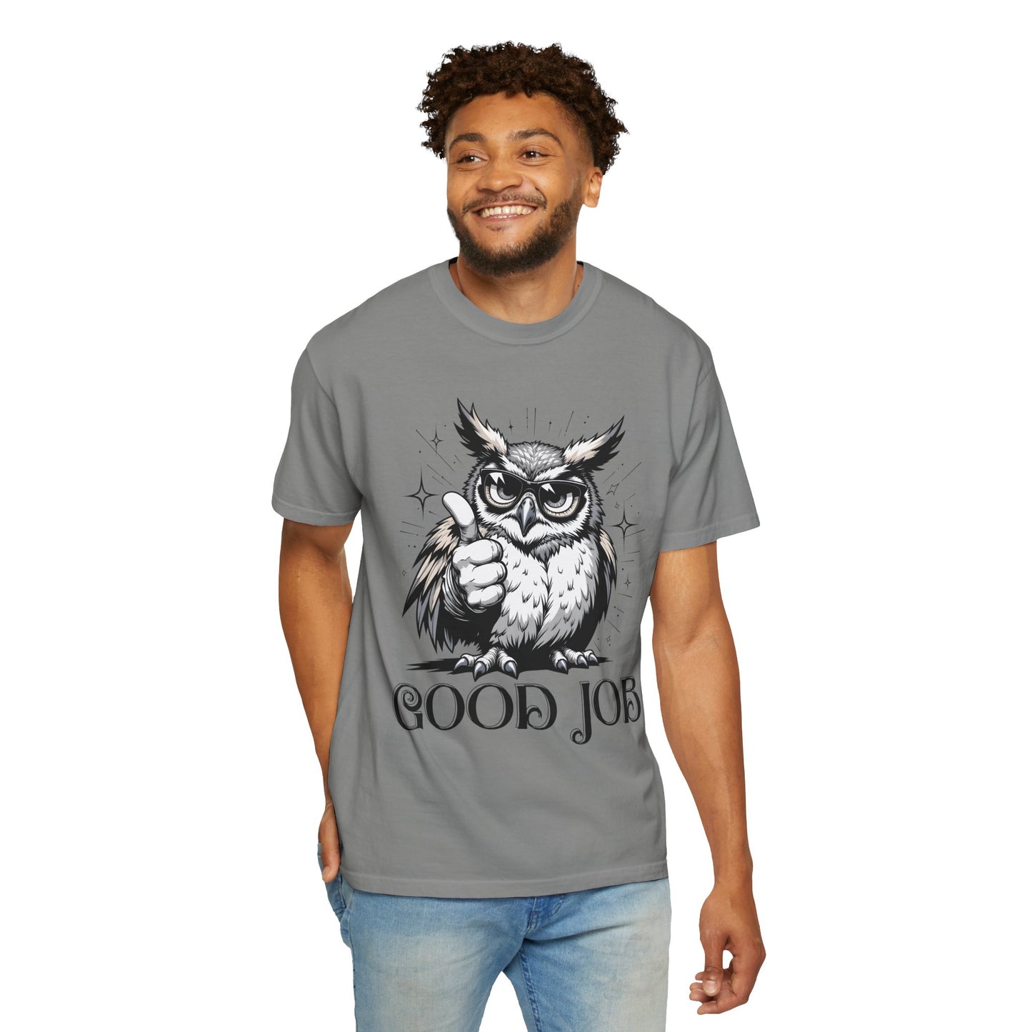 Good Job Owl T-Shirt — Thumbs-Up Retro Owl Graphic Tee