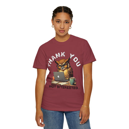 Owl 'Thank You, Not Interested' Graphic T-Shirt