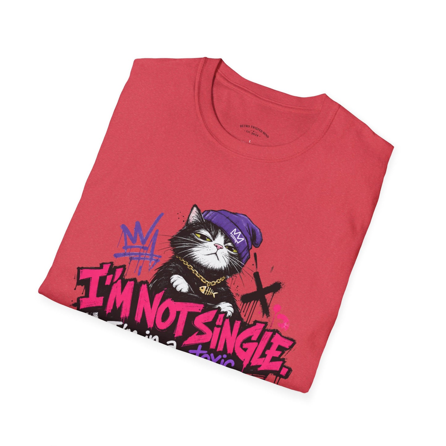 T‑Shirt — “I’m Not Single: I’m in a Toxic Relationship with a Cat” Graphic Tee