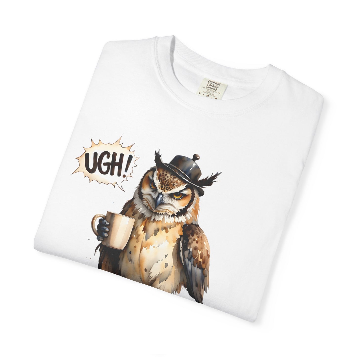 Coffee-Loving Owl T-Shirt — "I make coffee disappear, what's your superpower?"