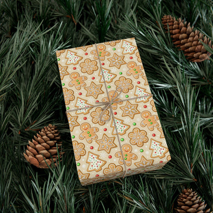 Gingerbread Pattern Gift Wrap Paper — Festive Holiday Wrapping Sheets