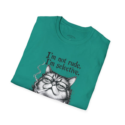 Cat Graphic T‑Shirt — "I'm Not Rude, I'm Selective" Funny Cat Tee
