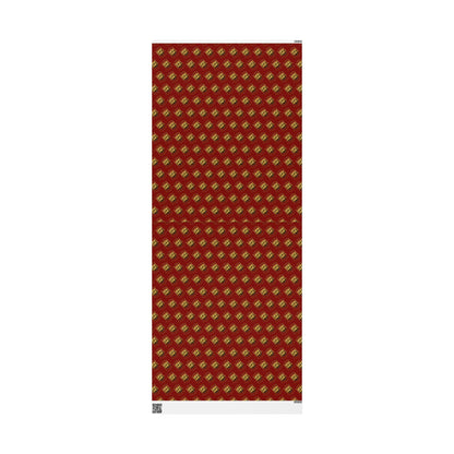 Wrapping Paper Roll — Red & Gold Leaf Pattern Holiday Gift Wrap