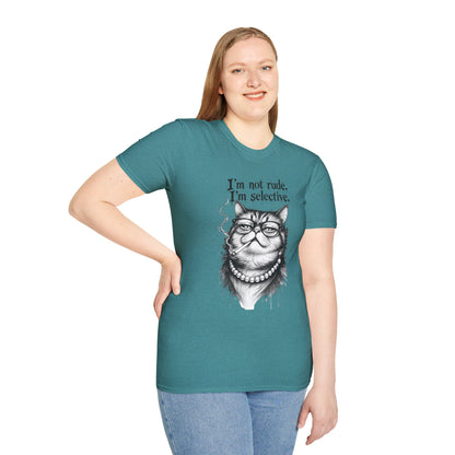 Cat Graphic T‑Shirt — "I'm Not Rude, I'm Selective" Funny Cat Tee