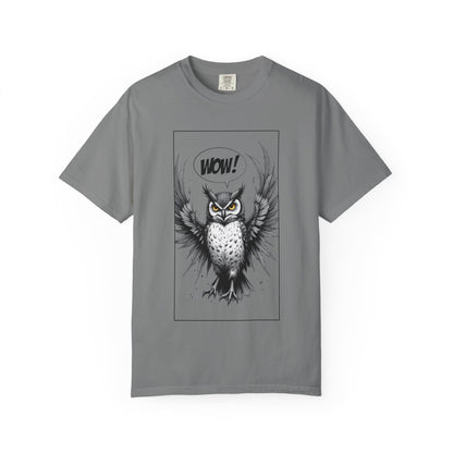 Owl Graphic T-Shirt — 'WOW!' Illustrated Night Owl Tee